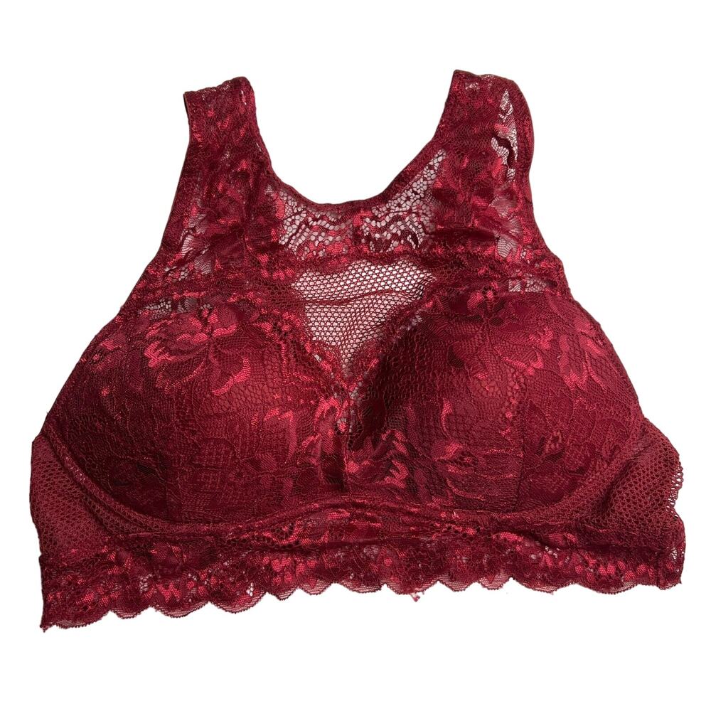 Candie's Women's M Burgundy Lace Bralette Medium